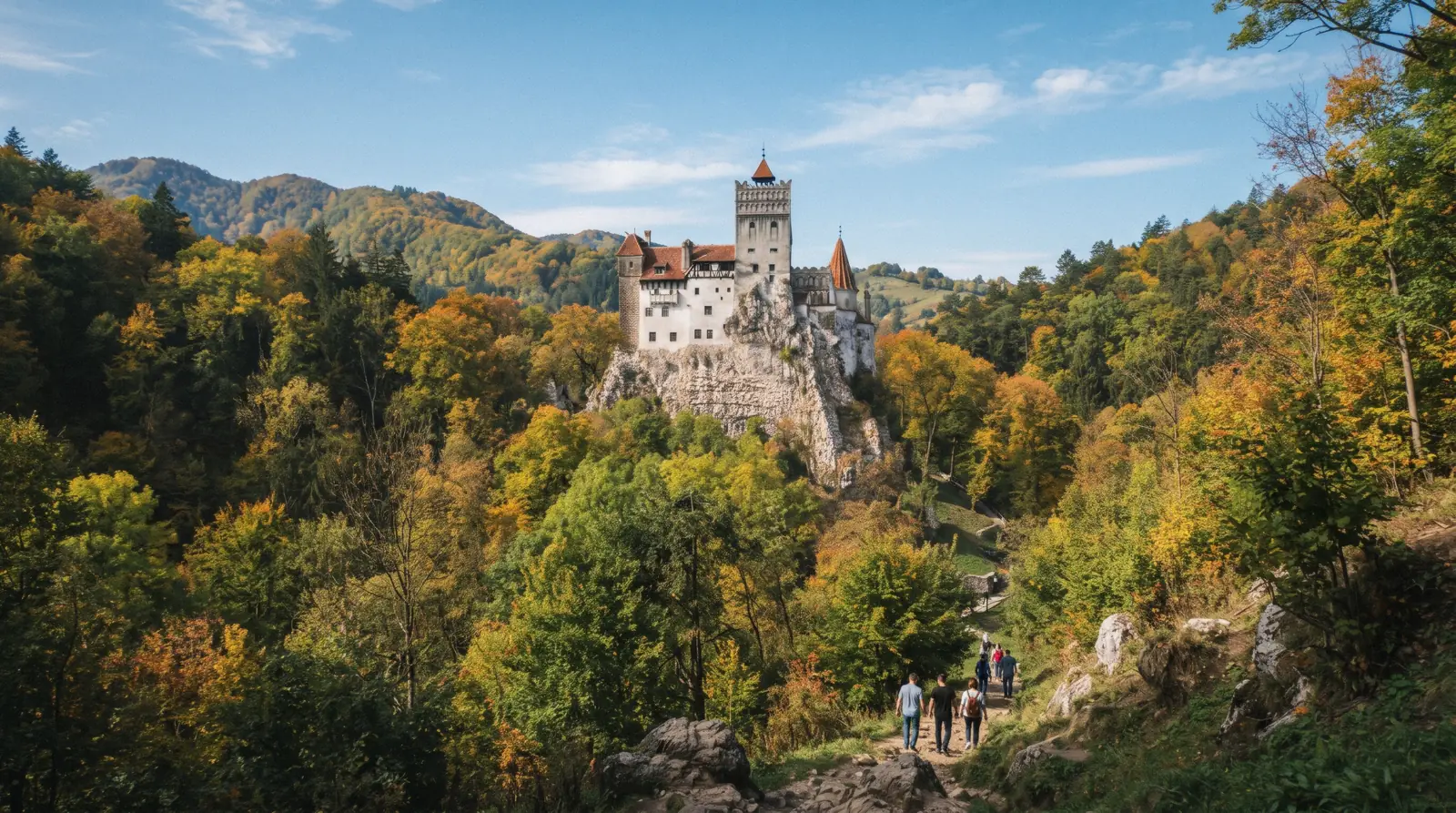 Bran Castle on its rock, castle tours in Europe