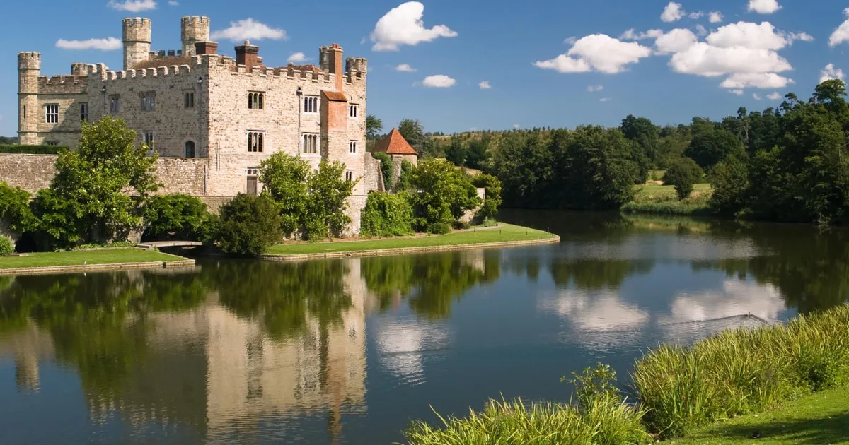 Leeds Castle with its moat and gardens, then Canterbury and the Dover cliffs, from London, on a tour of Leeds Castle, castle tours in Europe