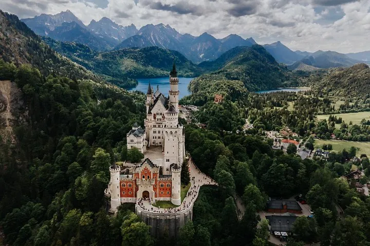 A guided train trip from Munich with a reserved Neuschwanstein tour time and a stop at Mary's Bridge when the , on a tour of Neuschwanstein Castle, castle tours in Europe