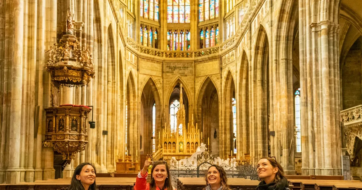 A local guide, the tram up the hill and the main circuit ticket for the cathedral, palace and Golden Lane, on a tour of Prague Castle, castle tours in Europe