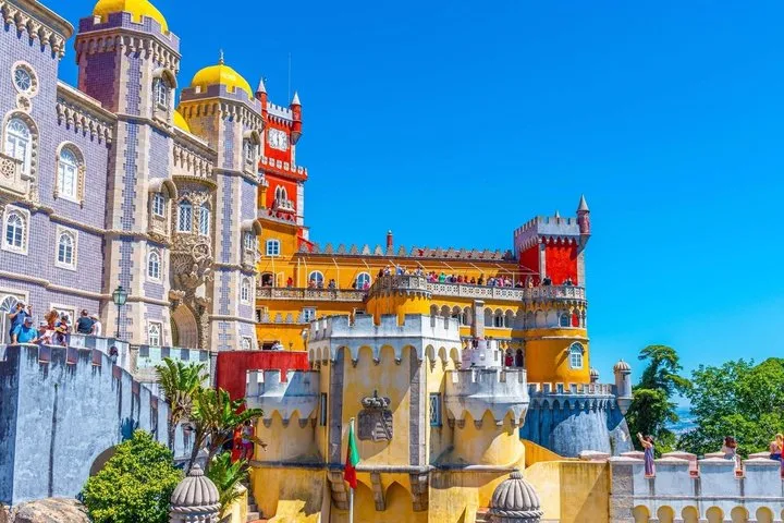 Small-group minivan day from central Lisbon to Sintra, Pena Palace grounds, Cabo da Roca and Cascais, on a tour of Pena Palace in Sintra, castle tours in Europe