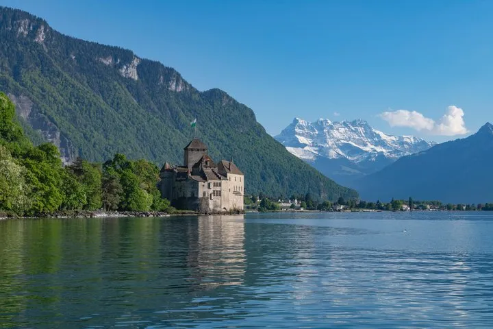 The castle foundation's own ticket with an explanatory brochure, on a tour of Chillon Castle, castle tours in Europe